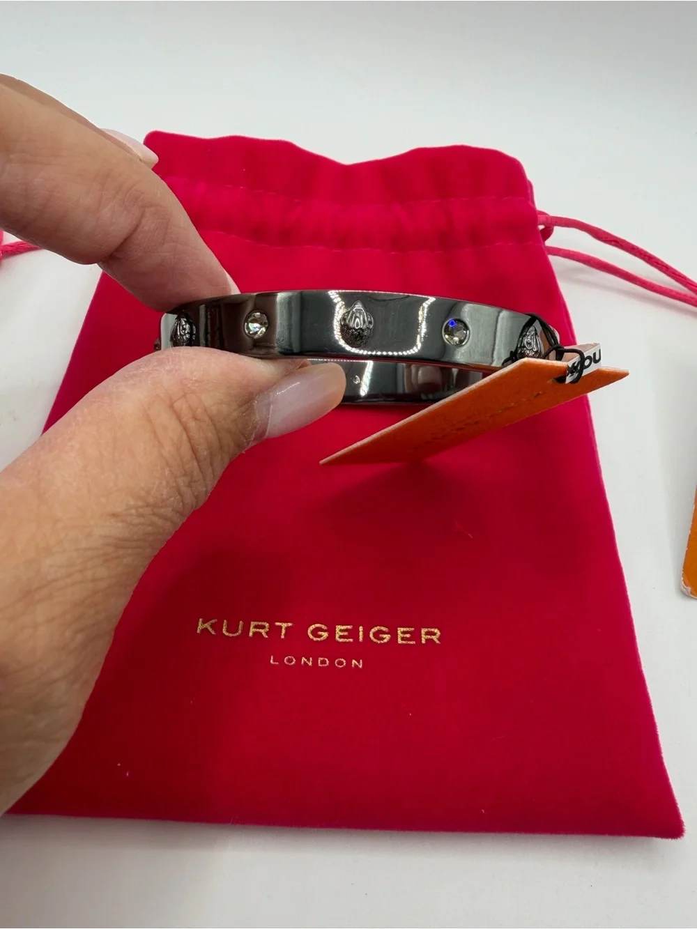 Kurt Geiger Gun Metal Bangle Bracelet with Matching Gun Metal Earrings